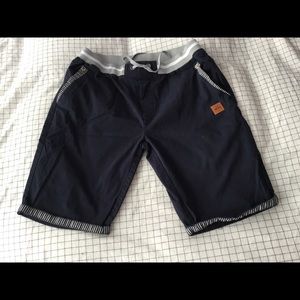 Men linen/Cotton Blend Drawstring 11” Shorts L